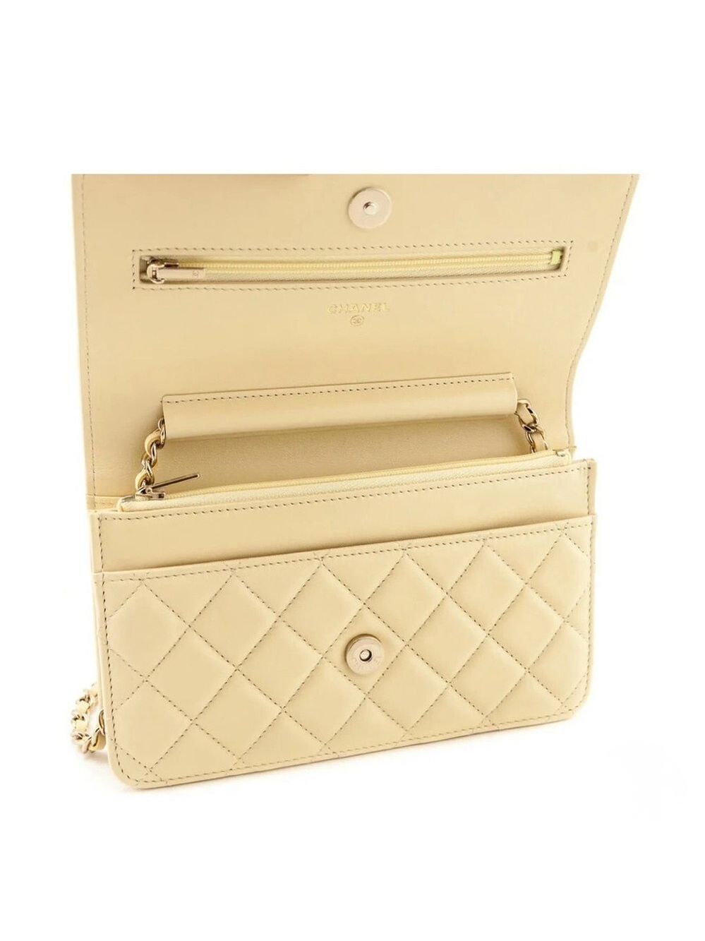 CHANEL Pastel Yellow Quilted Lambskin Crossbody Wallet on Chain “WOC” BRAND NEW - Picture 8 of 15